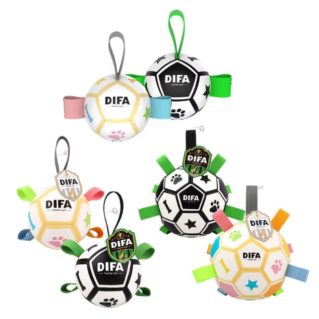 DIFA ファミリエボール｜ペット用  犬 サッカー ボール くわえやすいタグ付き プラッツ